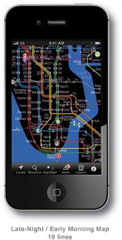 Late-Night / Early Morning Map, 19 Lines